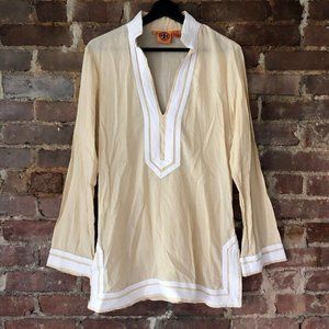 Tory Burch 100% Cotton Semi Sheer Cream Blouse
